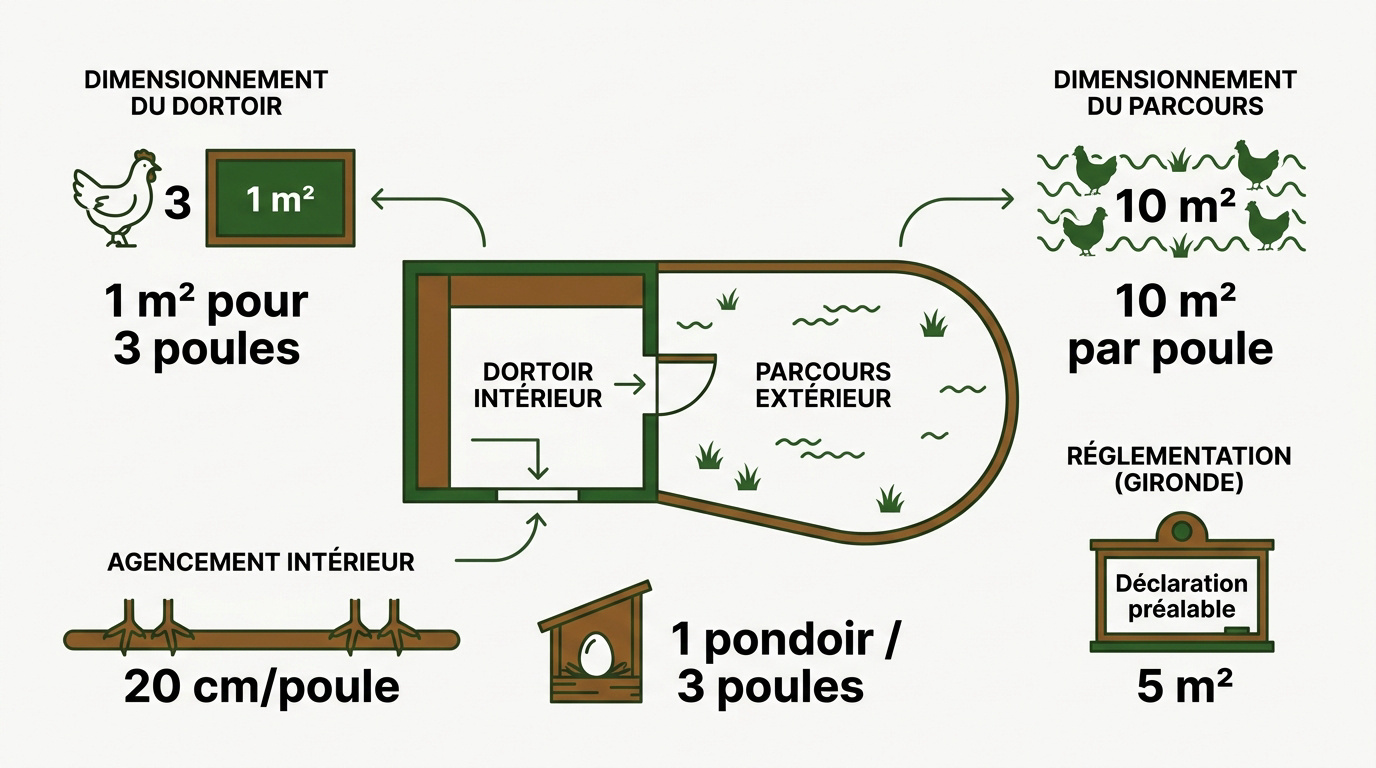 Construction d'un poulailler familial en bois avec enclos grillagé